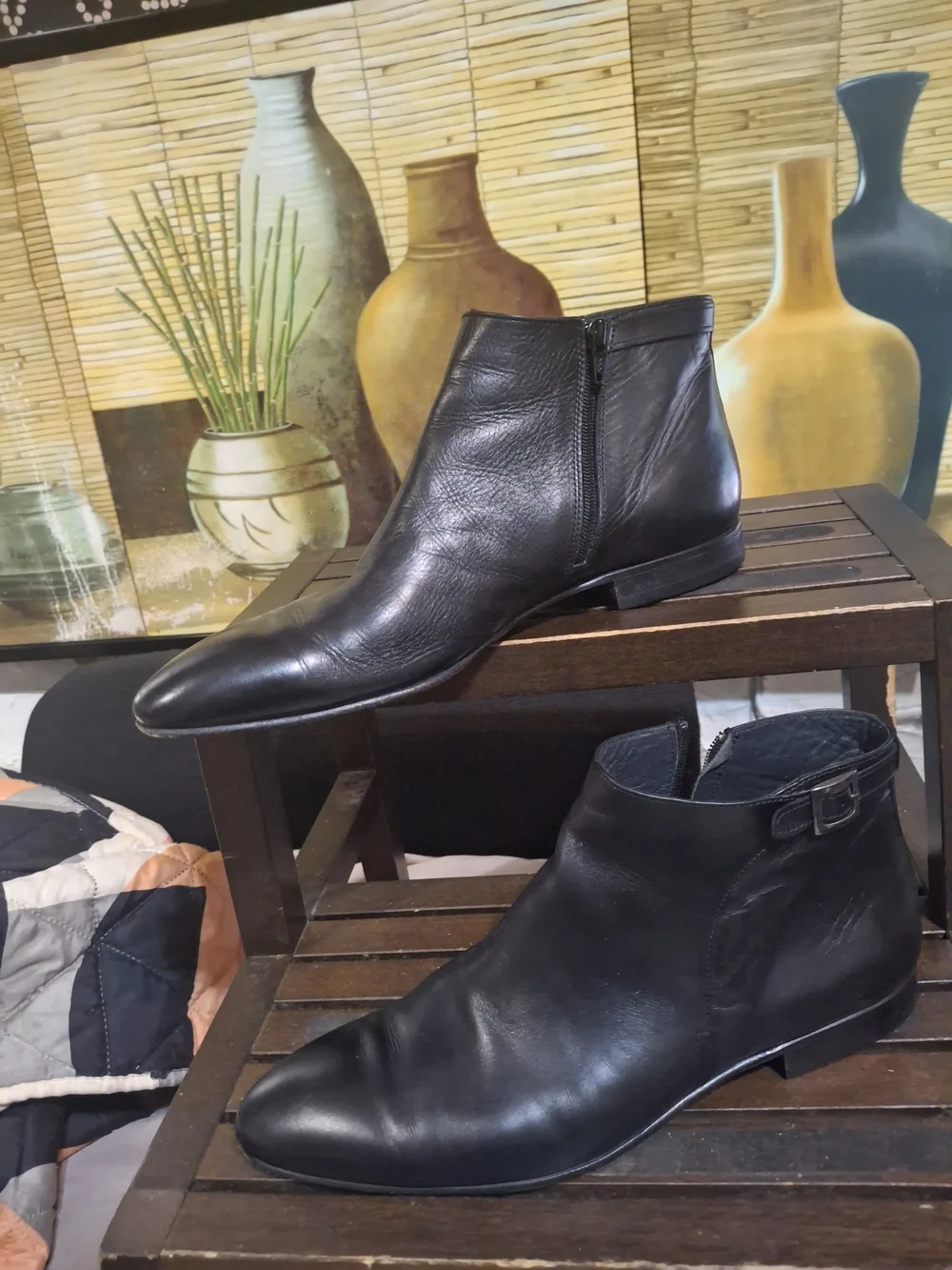 Men's Black Leather Chukka Boots - Sleek Slip-On Style